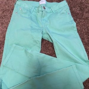 Teal skinny leg pants
